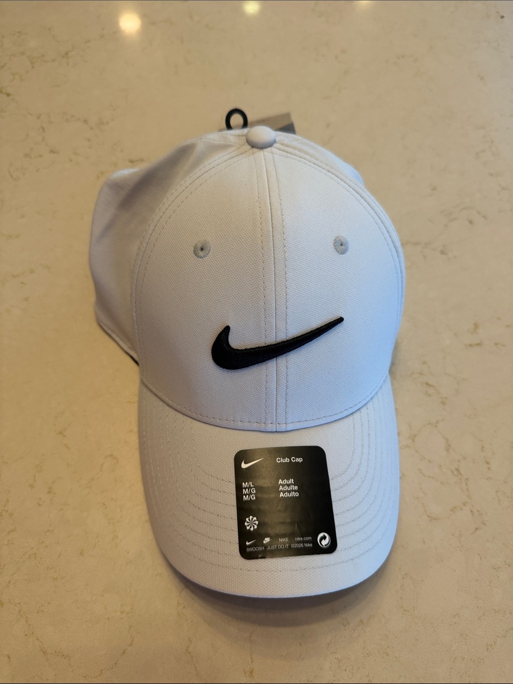 Nike White Cap with Black Swoosh Logo